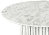 Genoa Coffee Table: Handcrafted Marble Elegance with Unique Veining and Art Deco Fluted Base Masterpiece