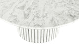 Genoa Coffee Table: Handcrafted Marble Elegance with Unique Veining and Art Deco Fluted Base Masterpiece