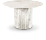 Genoa Dining Table - Handcrafted Marble Elegance with Unique Veining and Art Deco Fluted Base Design