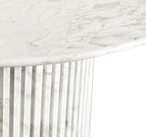 Genoa Dining Table - Handcrafted Marble Elegance with Unique Veining and Art Deco Fluted Base Design