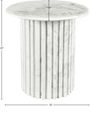 Genoa End Table - Handcrafted Marble Design with Unique Veining, Elegant Art Deco Statement Piece