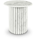 Genoa End Table - Handcrafted Marble Design with Unique Veining, Elegant Art Deco Statement Piece