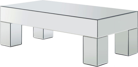 Lainy Mirrored Coffee Table - Chic Contemporary Design with Bold Geometric Style for Modern Living Spaces