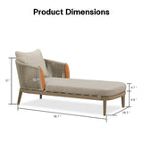 PURPLE LEAF Hailar Olefin Patio Chaise Lounge Chair , Upholstered Pool Lounge Chairs for Outdoor with Teak Armres for Deck, Pool, Lawn, Garden, Courtyard, Porch