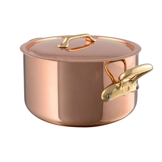 Mauviel M'Heritage M'200 B Copper Stewpan With Lid, Brass Handles