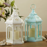 Led White Hexagon Distressed Lantern (Set of 2)