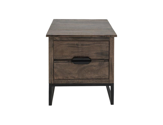 2 Drawer End Table | Dark Mita Transitional Wood & Metal Design
