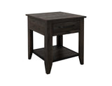 Dark Teak End Table with Drawer & Shelf | Mango Wood Furniture
