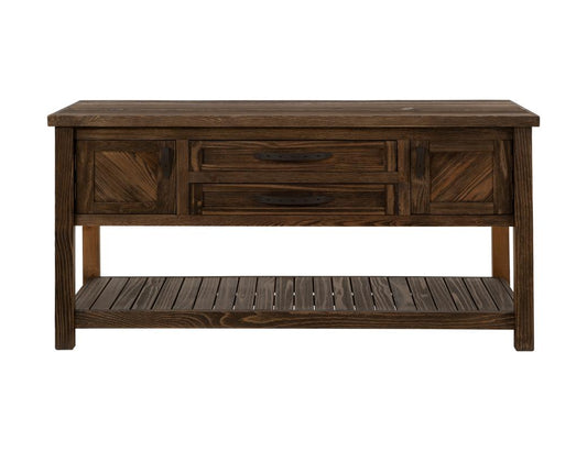 2 Drawer 2 Door Sofa Table - Dutton Cottage Style | Rustic Wood