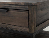 4 Drawer Cocktail Table with Shelf - Dark Mita Wood & Metal
