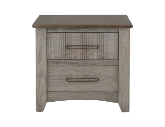 2 Drawer Nightstand - Modern Ridge Design with Storage