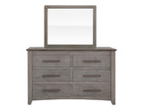 6 Drawer Dresser with Metal Handles | Ridge Light Gray & Brown