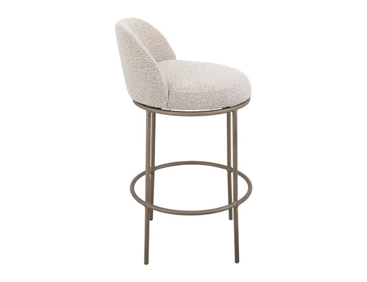 Barstool 30" - Ivory Upholstered Modern Bar Stool with Metal Base
