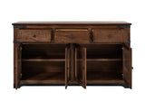 3 Drawer 4 Glass Doors 70" Parota Wood Console Table