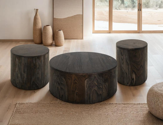 Handcrafted Chairside Table - Mango & Teak Wood Modern Design