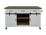 3 Drawer 2 Sliding Doors Kitchen Island - Pueblo White Solid Pine