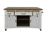 3 Drawer 2 Sliding Doors Kitchen Island - Pueblo White Solid Pine