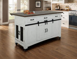 3 Drawer 2 Sliding Doors Kitchen Island - Pueblo White Solid Pine