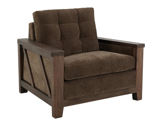 Walnut Wooden Armchair - Tufted Design with Durable Fabric