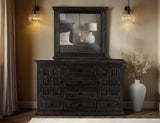 Terra Dark Mirror - Elegant Solid Pine Wood with Black Finish