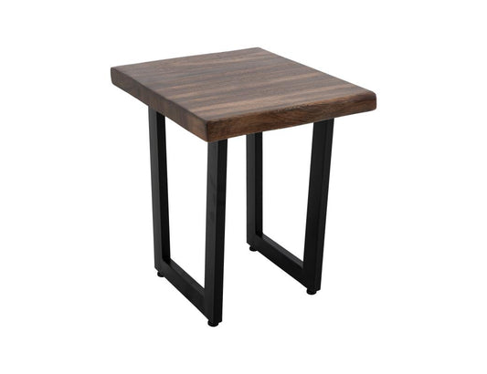 Riverwood Chairside Table | Parota Wood & Black Metal Legs