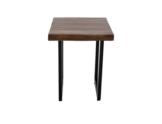 Riverwood Chairside Table | Parota Wood & Black Metal Legs