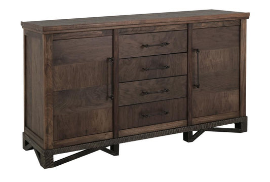 4 Drawer 2 Door Parota Wood Console | Walnut Collection