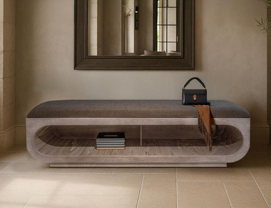 Balam Wooden Bench with Cushioned Seat | Mango & Teak