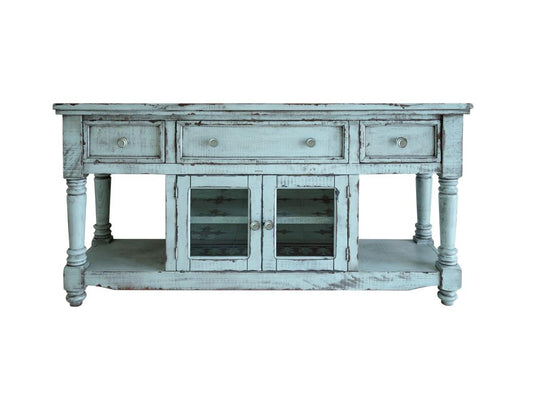 3 Drawer 2 Door 70" TV Stand - Aruba Mango Wood Collection