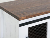 Pueblo White Sliding Door Sofa Table - Solid Pine Rustic