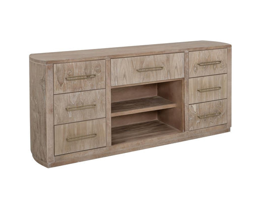 7 Drawer White Balam Console - Handcrafted Mango & Teak Wood