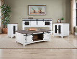 2 Metal Mesh Doors End Table | Pueblo White Rustic Pine
