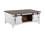 Pueblo White Cocktail Table - Sliding Doors Metal Mesh