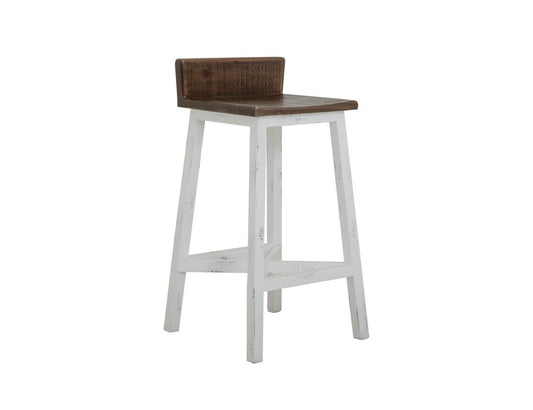 30" Wooden Stool - Pueblo White Rustic Pine Barstool