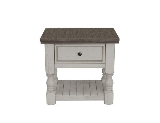 1 Drawer Nightstand - Farmhouse Chic Solid Pine Wood