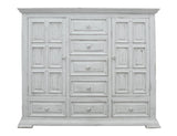 7 Drawer 2 Door Mule Chest - White Distressed Pine Wood
