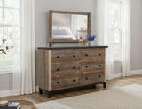6 Drawer Dresser - Solid Pine Wood Antique Rustic Style