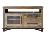 2 Drawer 1 Door 52" TV Stand - Loft Brown Pine Wood Collection