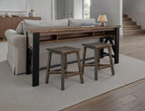 24" Wooden Stool - Hand-Stained Pine Saddle Seat Bar Stool