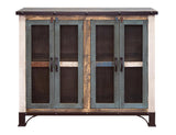 4 Iron Mesh Door 48" Console - Rustic Antique Multicolor