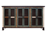 6 Iron Mesh Door 71" Console - Rustic Antique Multicolor