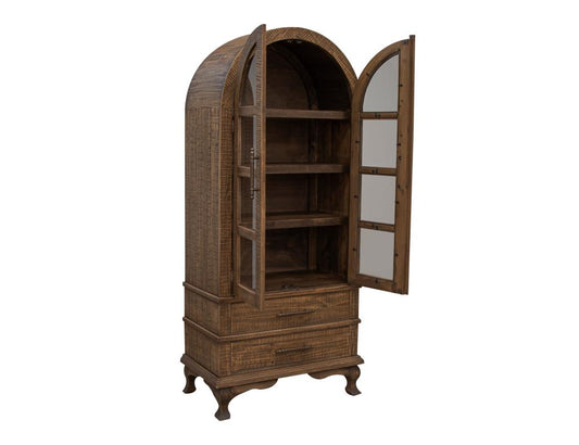 2 Drawer 2 Door Cabinet - Handcrafted Arlette Pine Wood Bookcase
