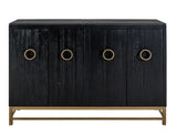Ebano 4 Door Console - Black & Gold Stone Top Modern Deco