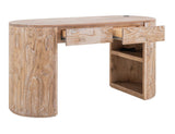 2 Drawer White Balam Mango & Teak Wood Desk - Modern Office