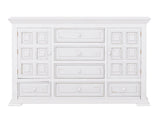 6 Drawer 2 Door Dresser White Solid Pine Wood Transitional Design