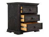 Terra Dark 3 Drawer Nightstand | Solid Pine Wood Furniture