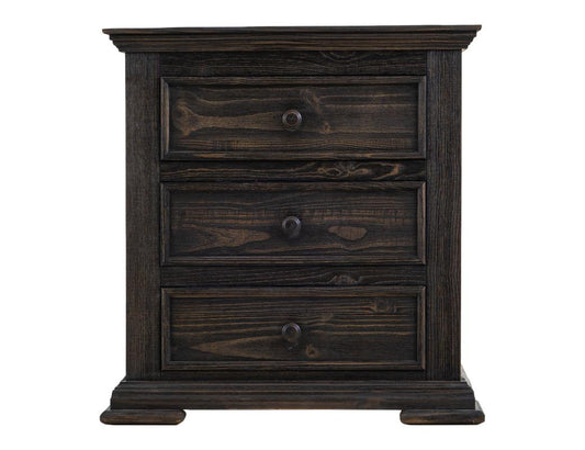 Terra Dark 3 Drawer Nightstand | Solid Pine Wood Furniture