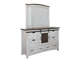 Pueblo White Solid Pine Mirror - Rustic Hand-Distressed Design