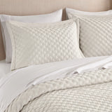 Soft Velvet Cross Stitch Coverlet Set with Shams, White