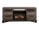 Loft Brown 70" Fireplace TV Stand - Pine Wood & Iron Hardware